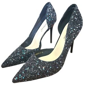 Big Tree NWOB SZ 43/10.5 black shimmer Elegant Black Stiletto Glitter Heels